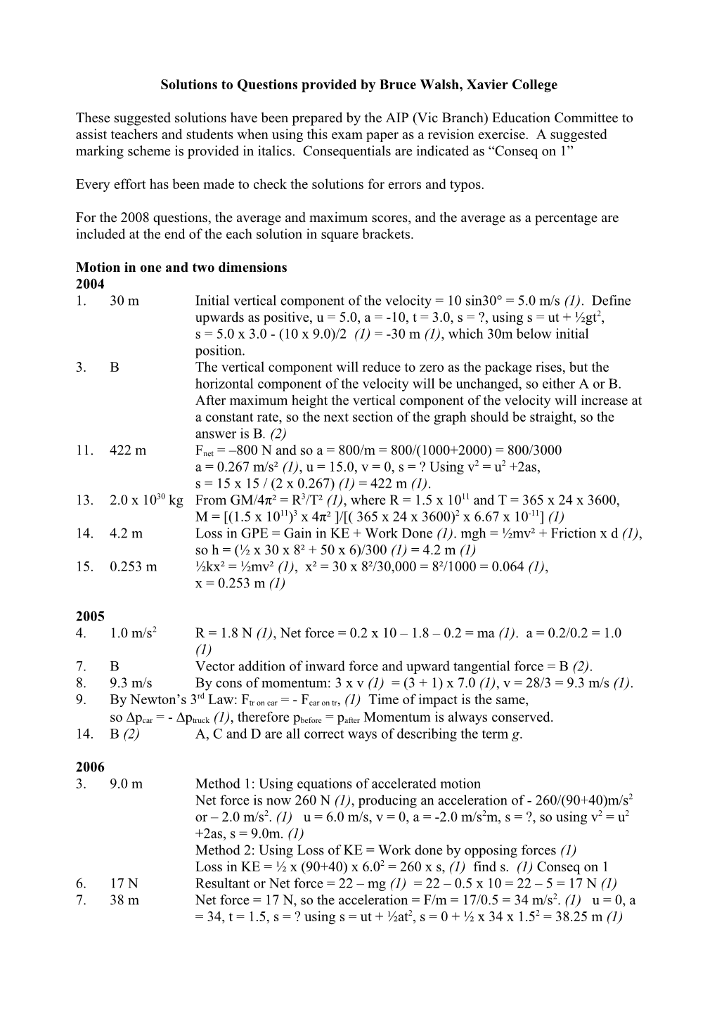 VCE Physics Unit 3 Exam Solutions