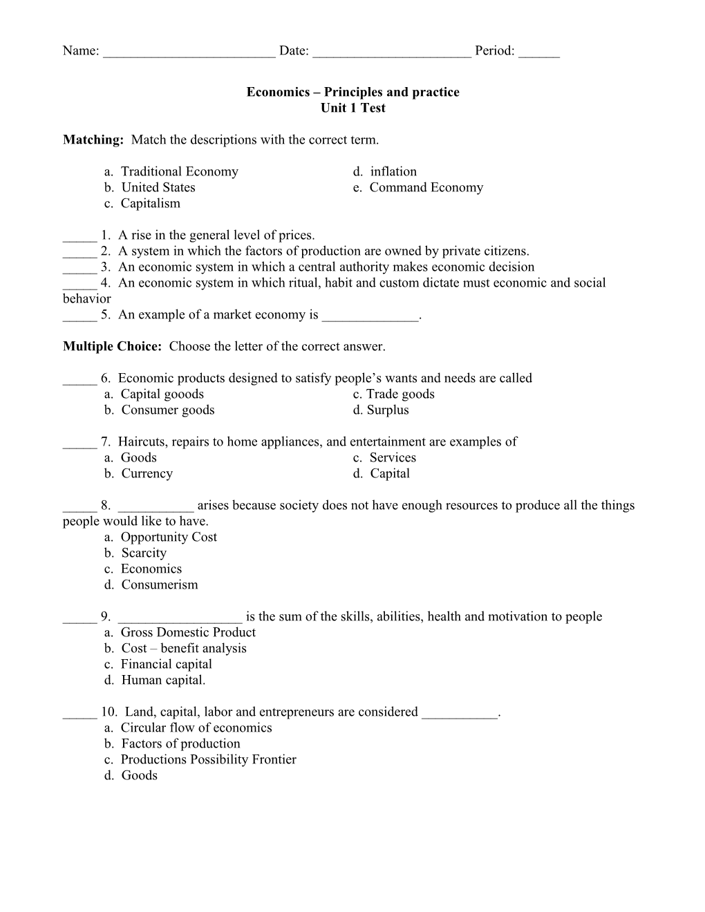 Economics Principles and Practice