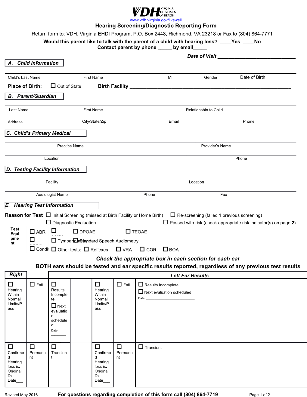 Virginia Early Hearing Detection & Intervention Program