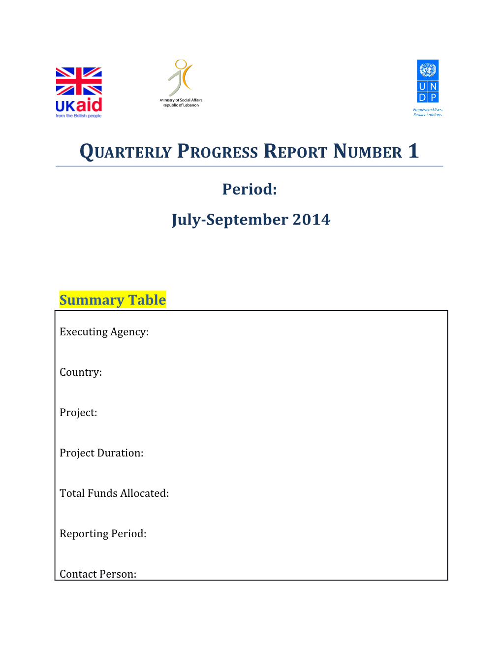 DFID Q3 2014 Progress Report