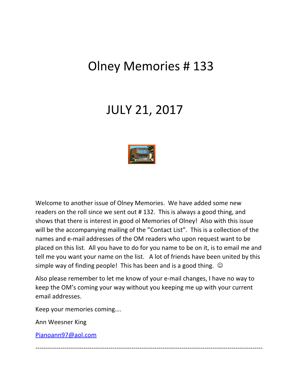Olney Memories # 133