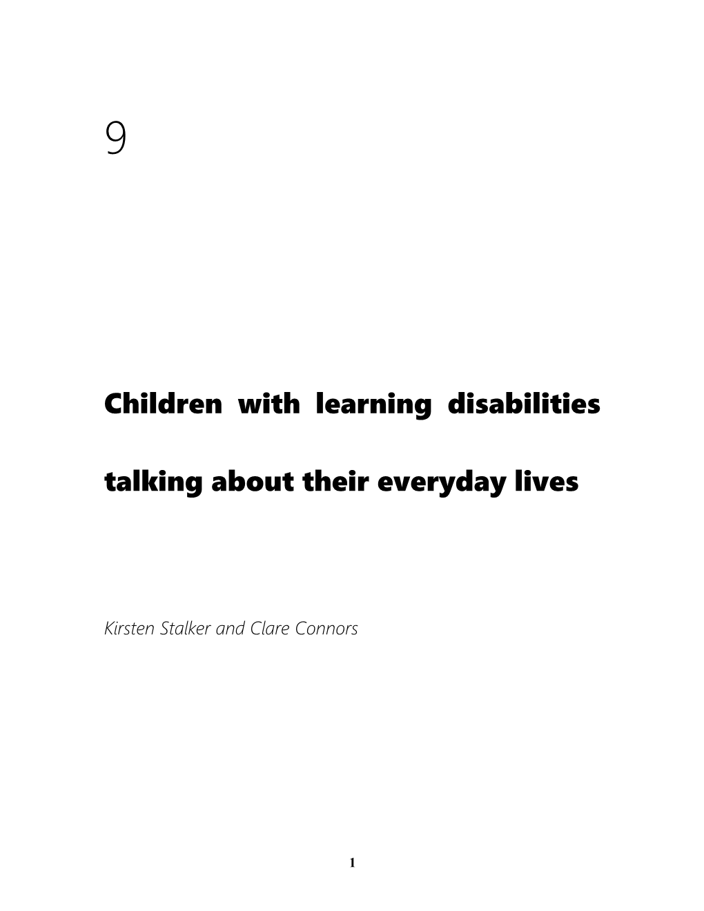 Children with Learning Disabilities Talking About Their Everyday Lives