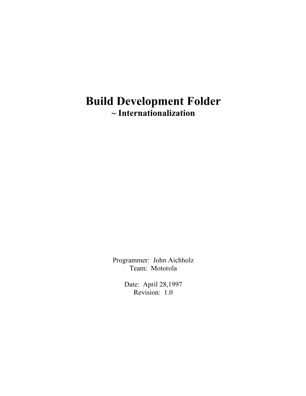 Unit Development Folder