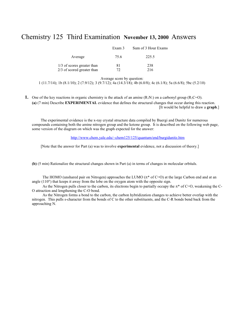 Chem 125 Third Hour Exam11/13/00Page 1