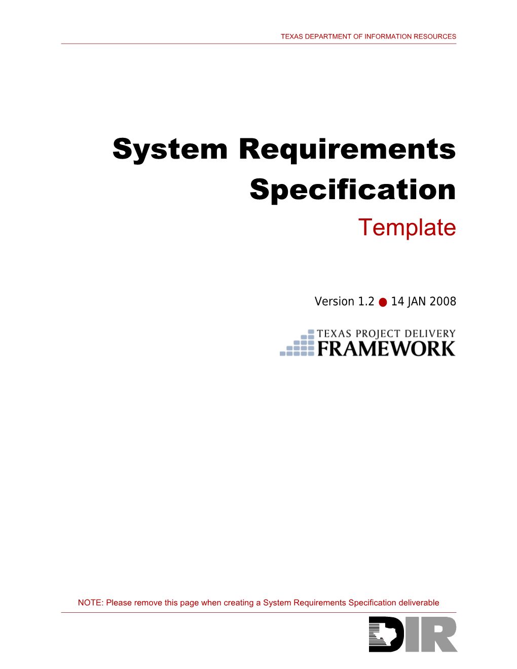 System Requirements Specifications Template