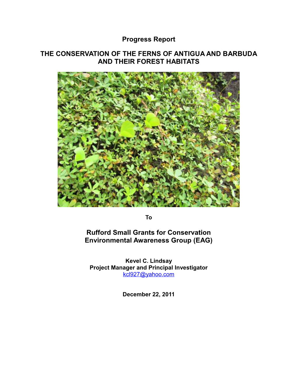 The Conservation of the Ferns of Antigua and Barbuda and Their Forest Habitats