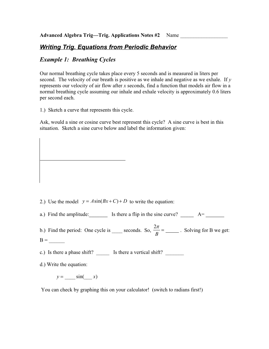 Advanced Algebra Trig Trig