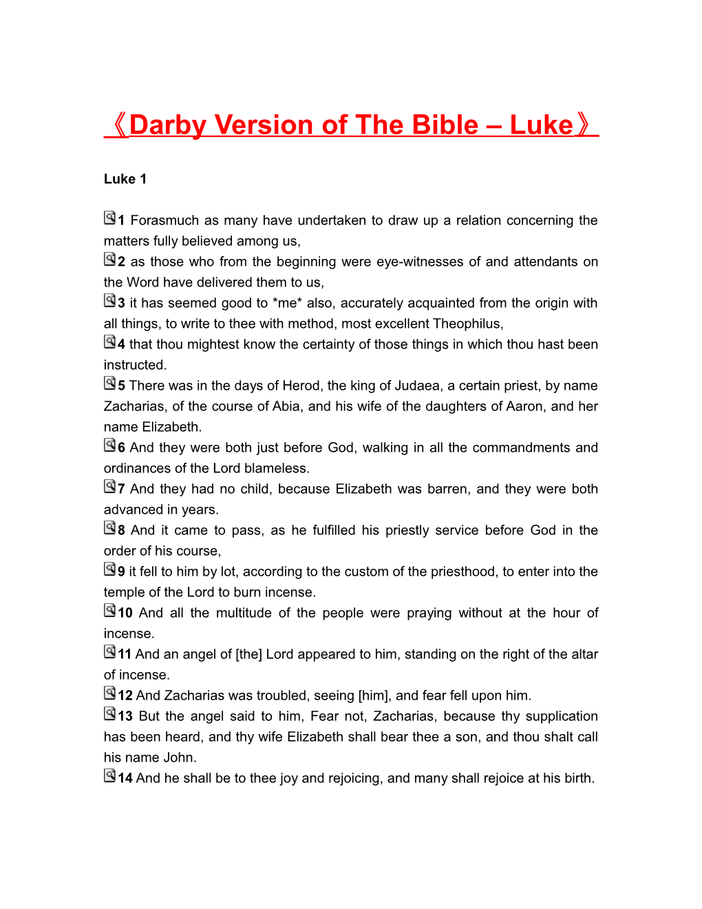 Darby Version of the Bible Luke