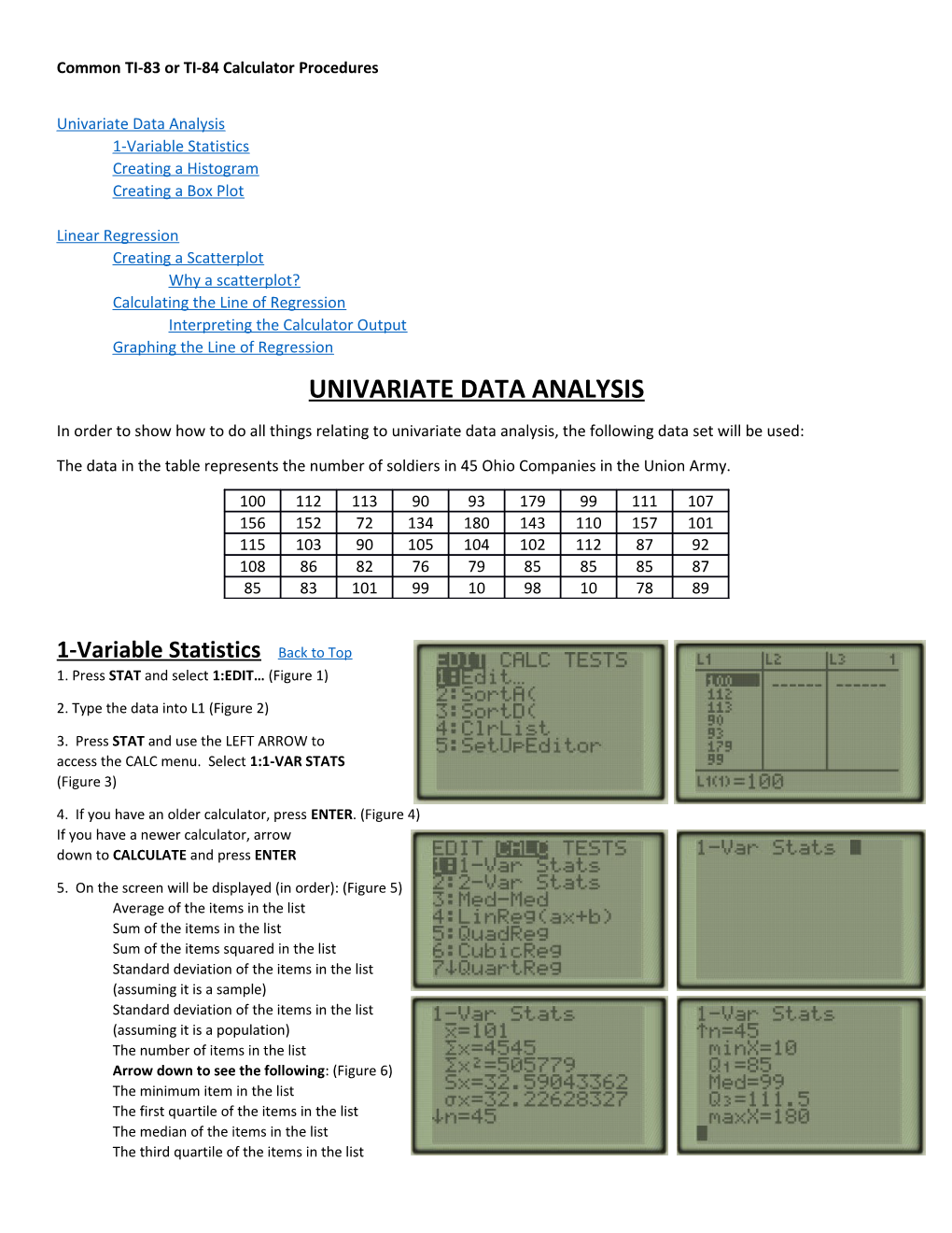 Common TI-83 Or TI-84 Calculator Procedures