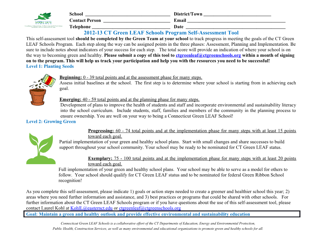 2012-13 CT Green LEAF Schools Program Self-Assessment Tool