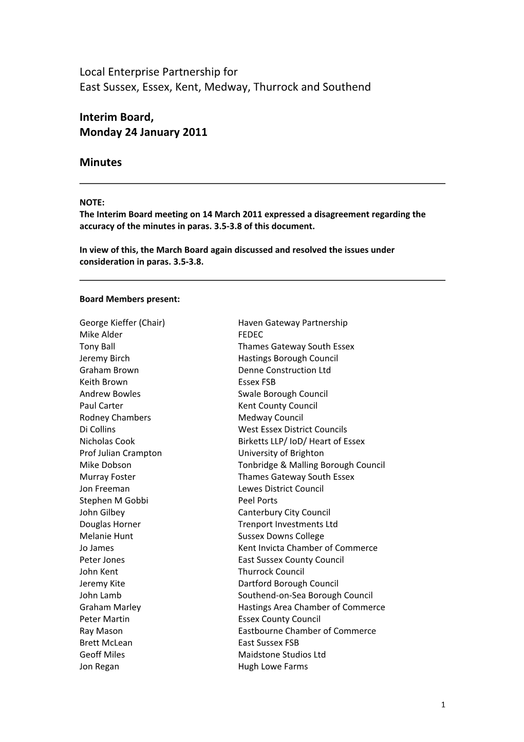 LEP Interim Board - Jan 2011- Minutes