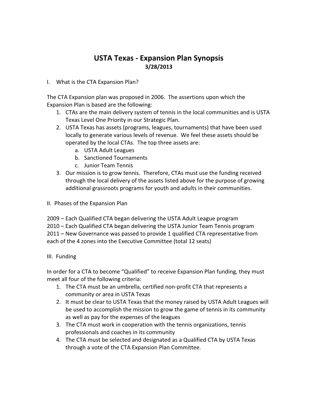 Expansion Plan Breakdown