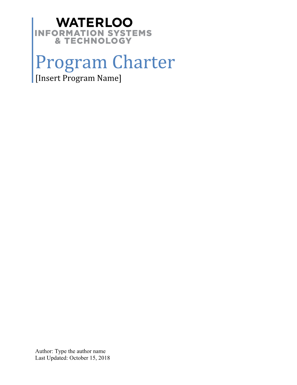 Program Charter Insert Program Name