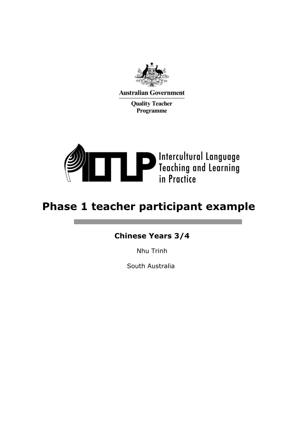 Phase 1 Teacher Participant Example