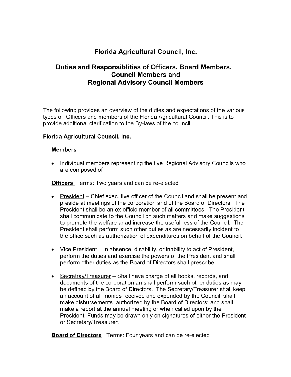 Florida Agricultural Council, Inc