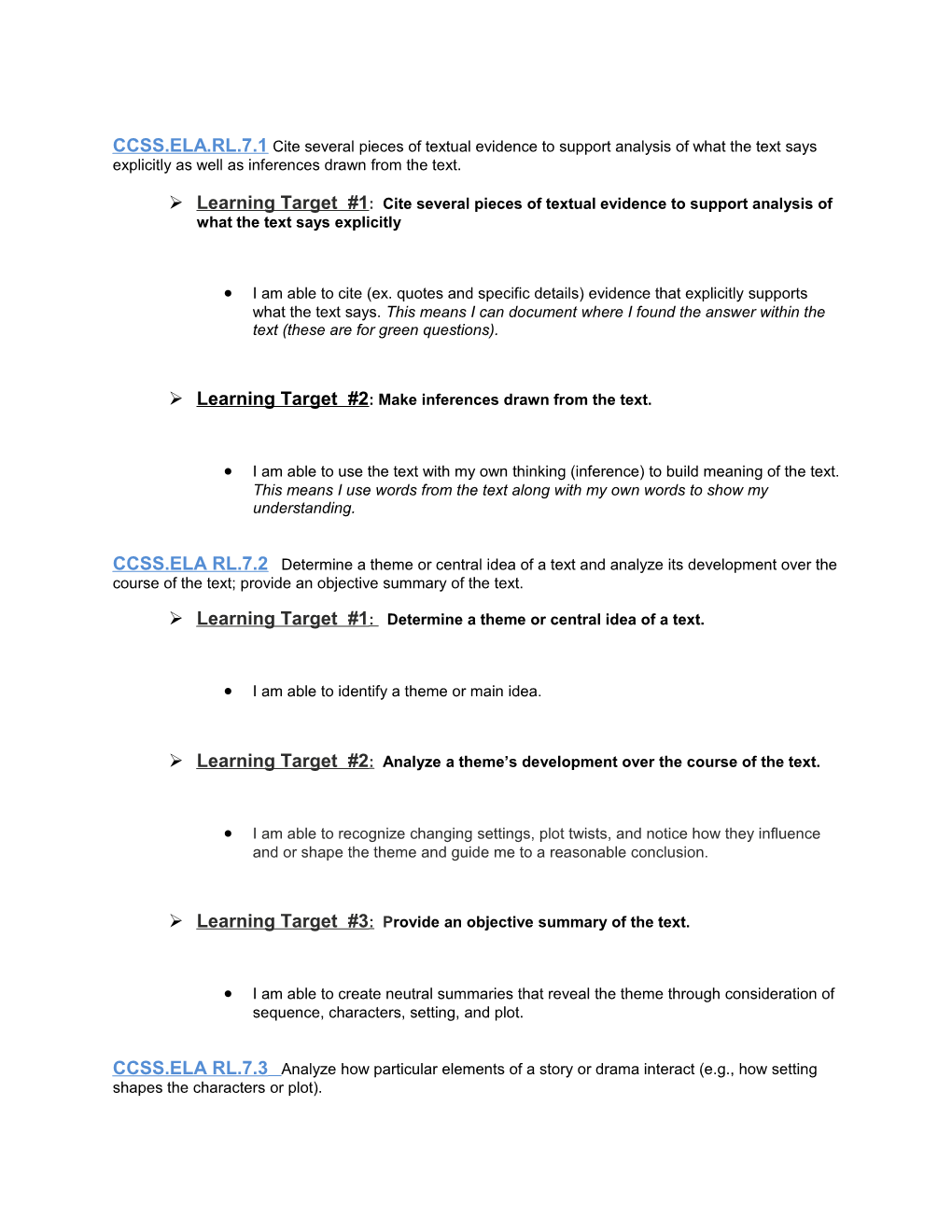 Learning Target #2: Make Inferences Drawn from the Text