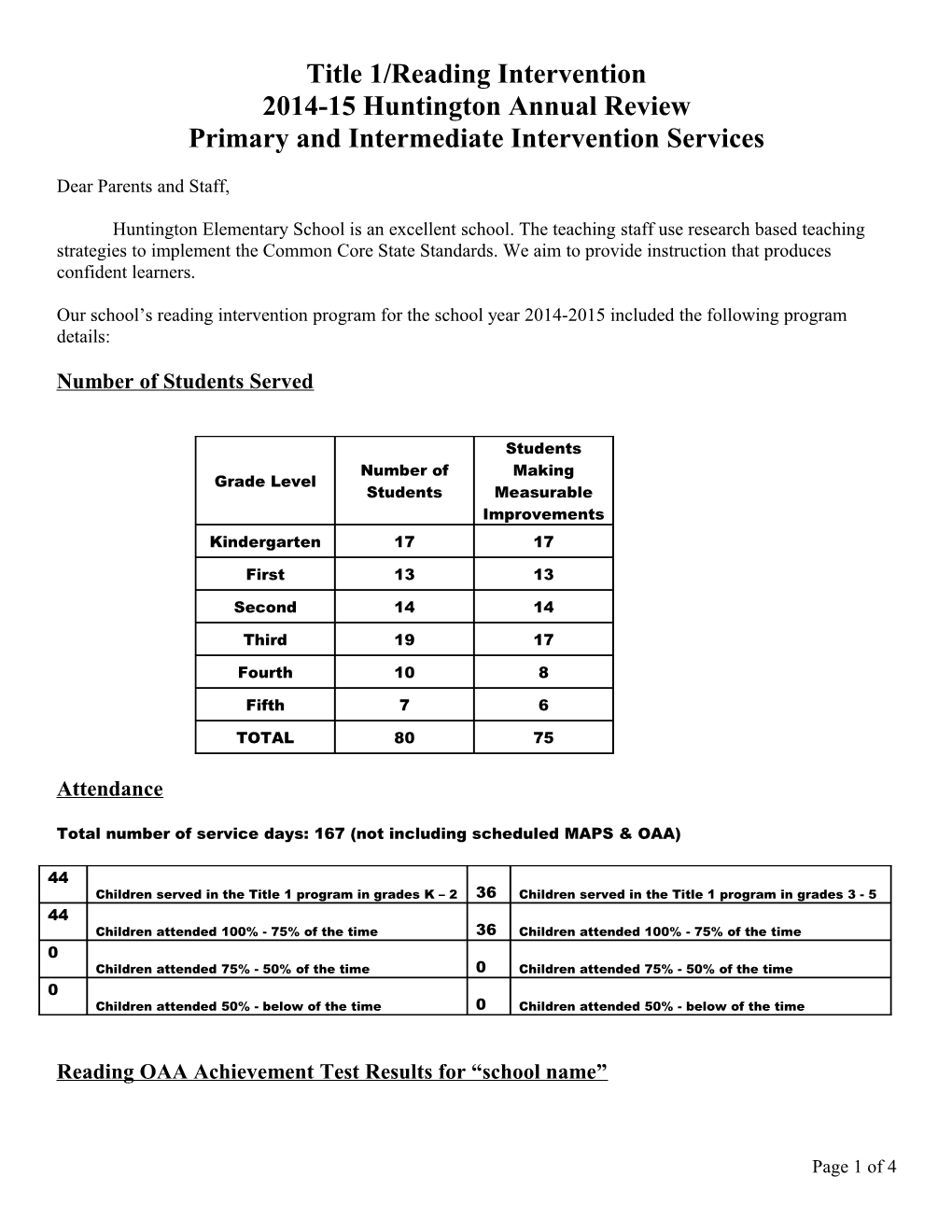 Primary and Intermediate Intervention Services