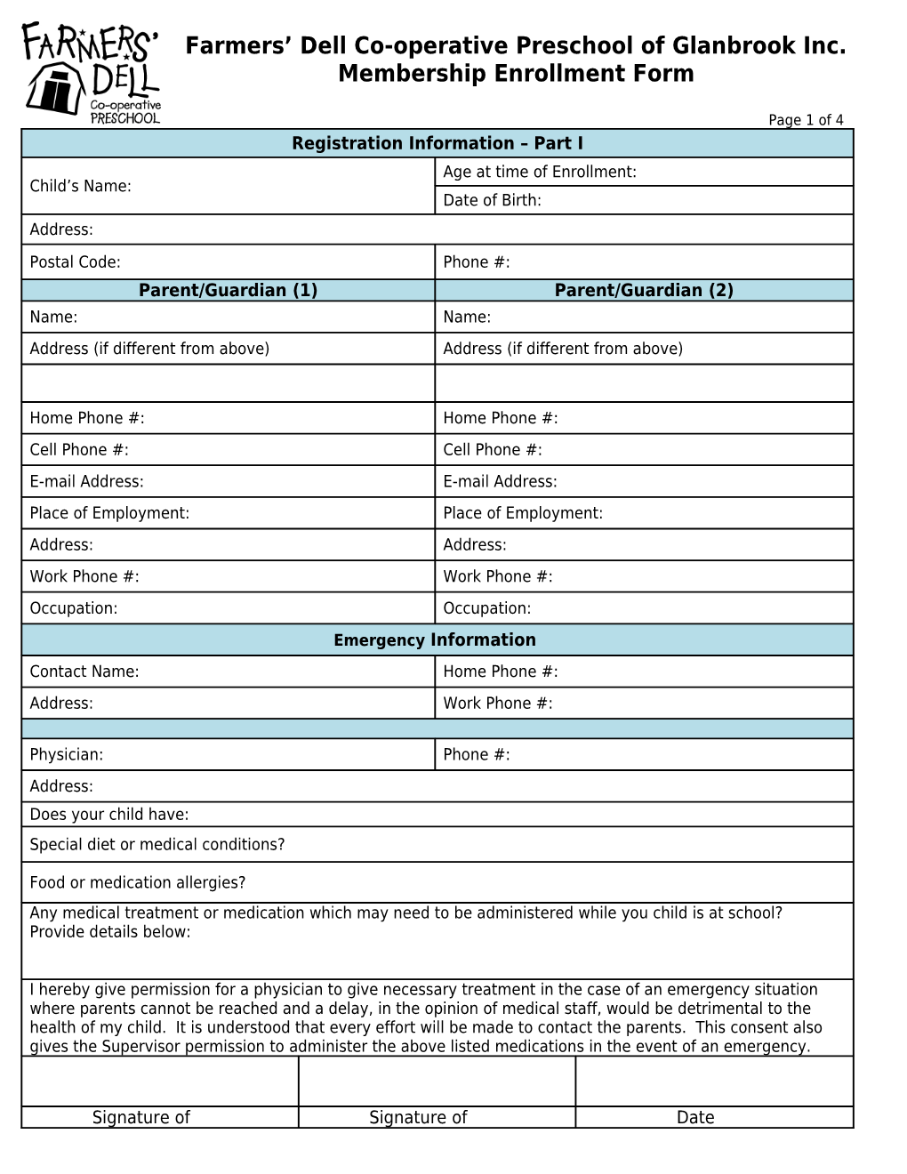 Farmers Dell Co-Operative Preschool of Glanbrook Inc