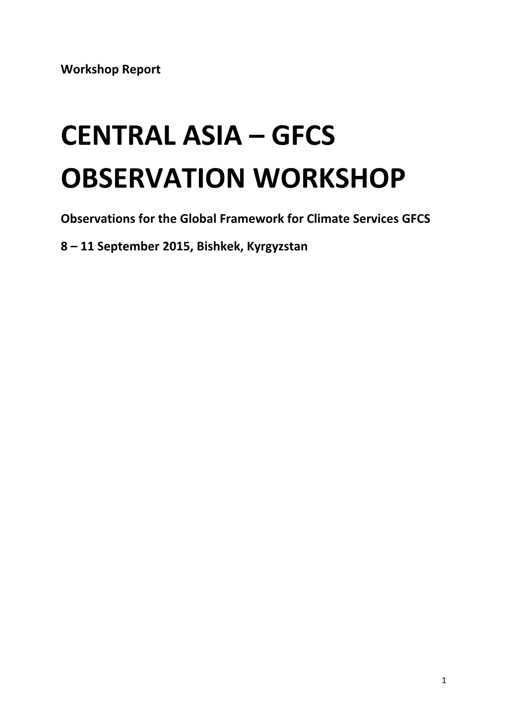 Central Asia GFCS Observation Workshop