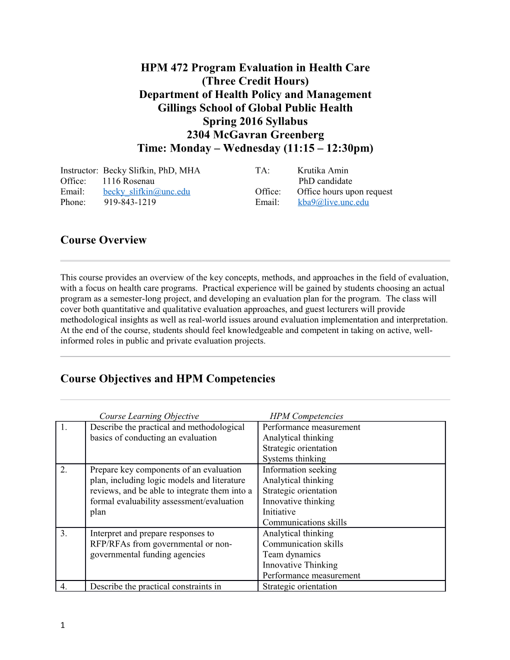 HPM 472 Program Evaluation in Health Care