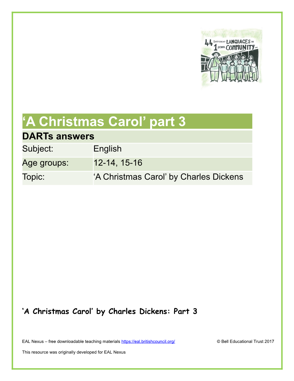 A Christmas Carol by Charles Dickens: Part3
