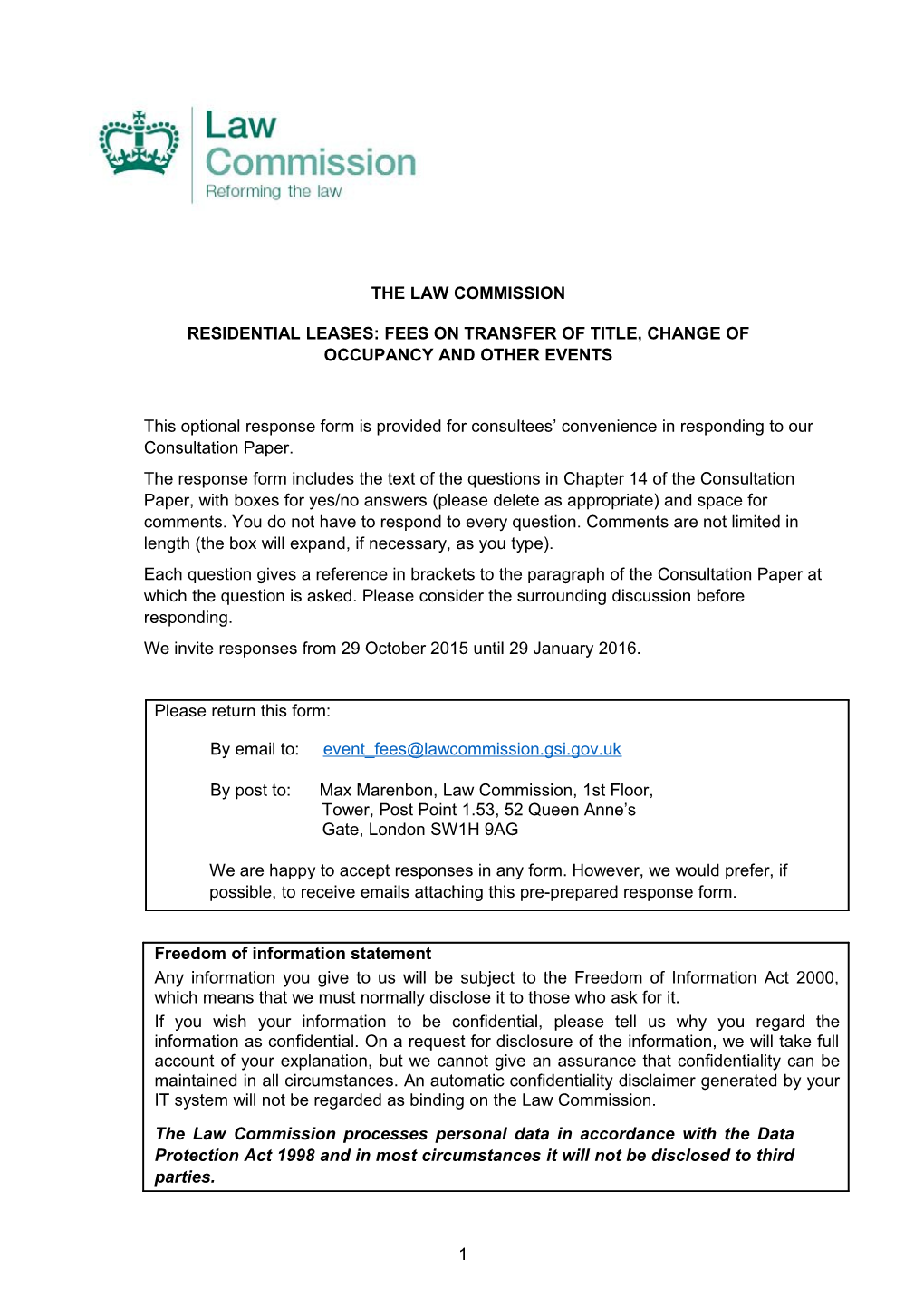 Residential Leases: Fees on Transfer of Title, Change of Occupancy and Other Events