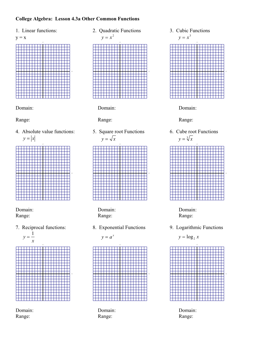 College Algebra: Lesson 4