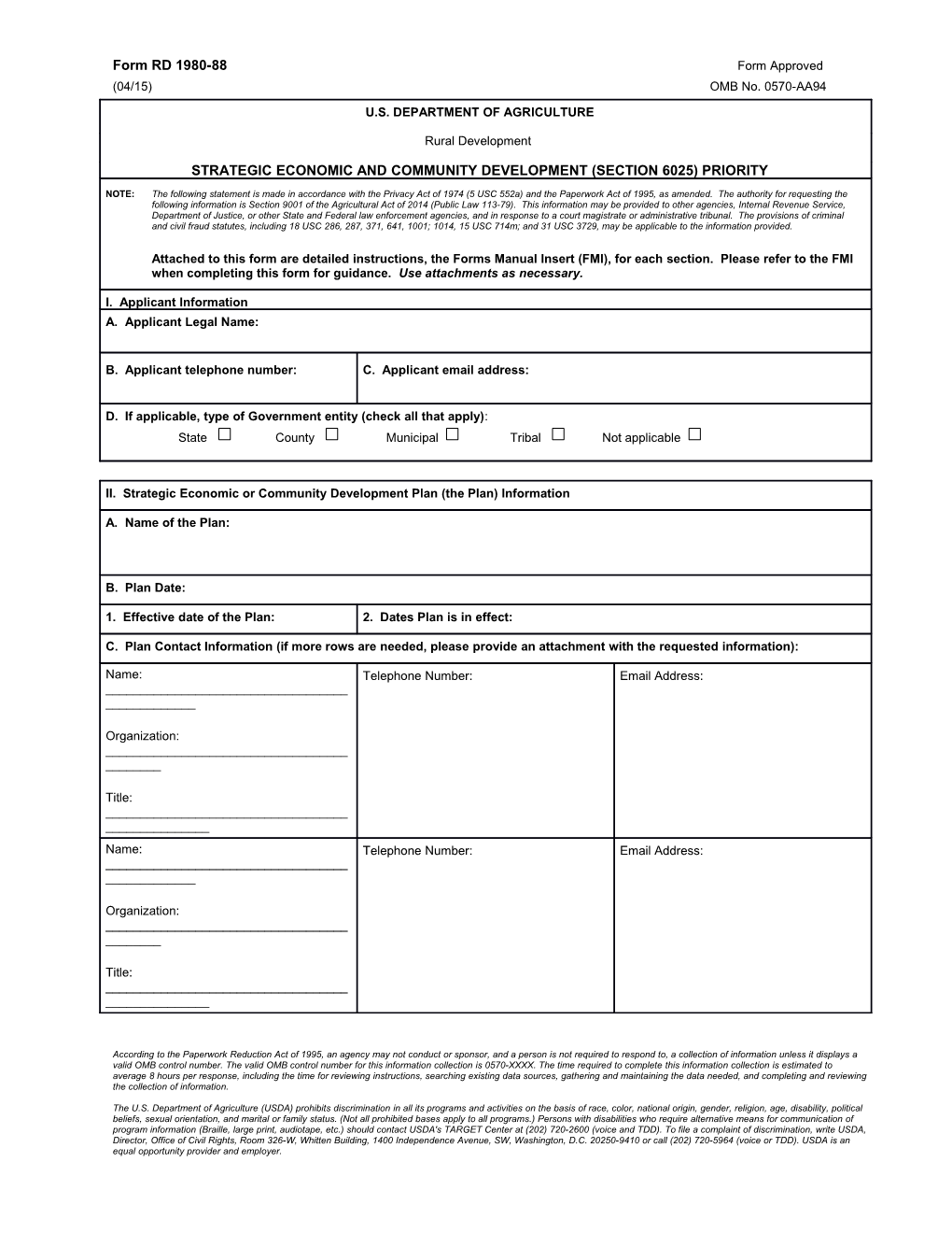 Form RD 1980-88Form Approved