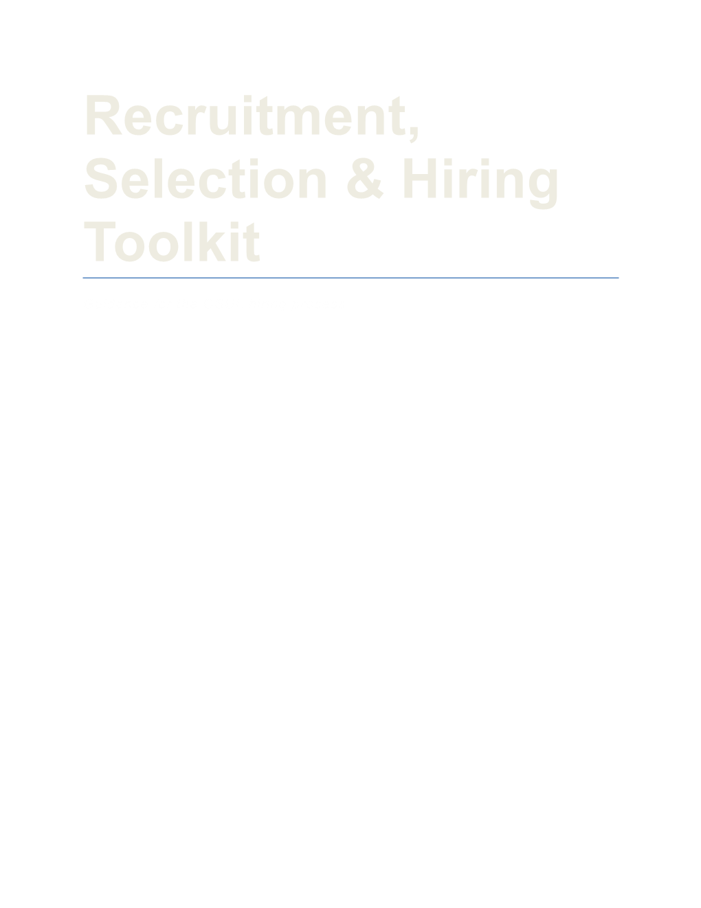 Recruitment, Selection & Hiring Toolkit