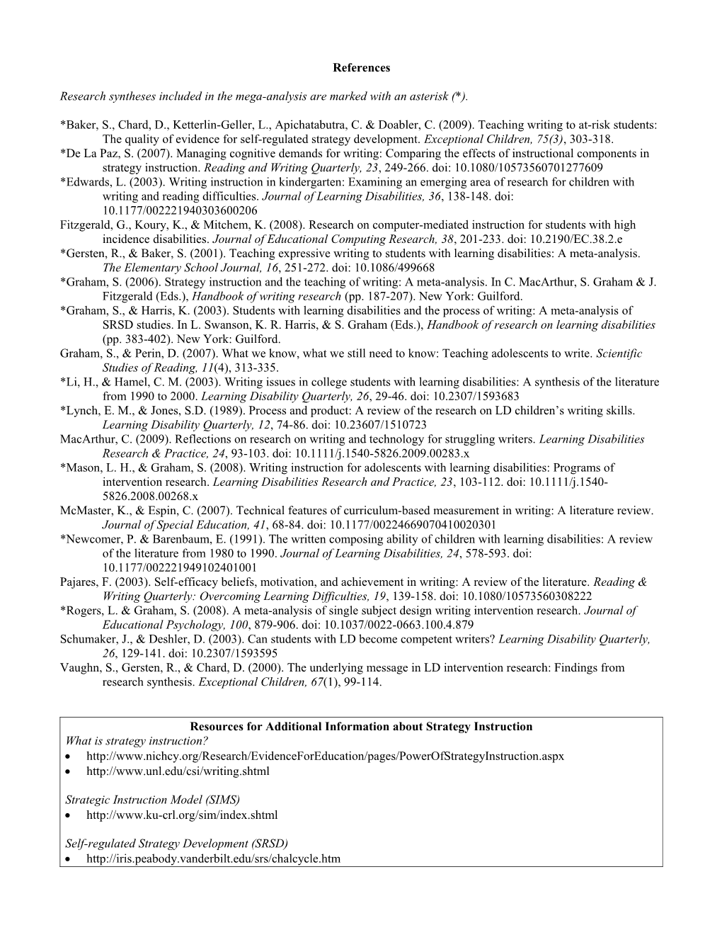 Research Syntheses Included in the Mega-Analysis Are Marked with an Asterisk (*)