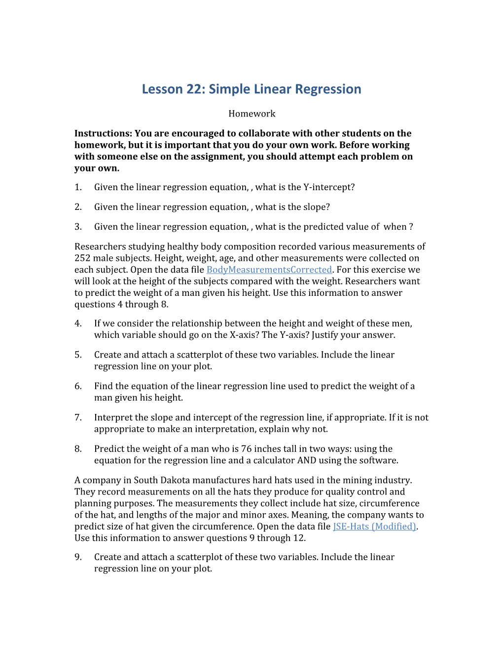 Lesson 22: Simple Linear Regression
