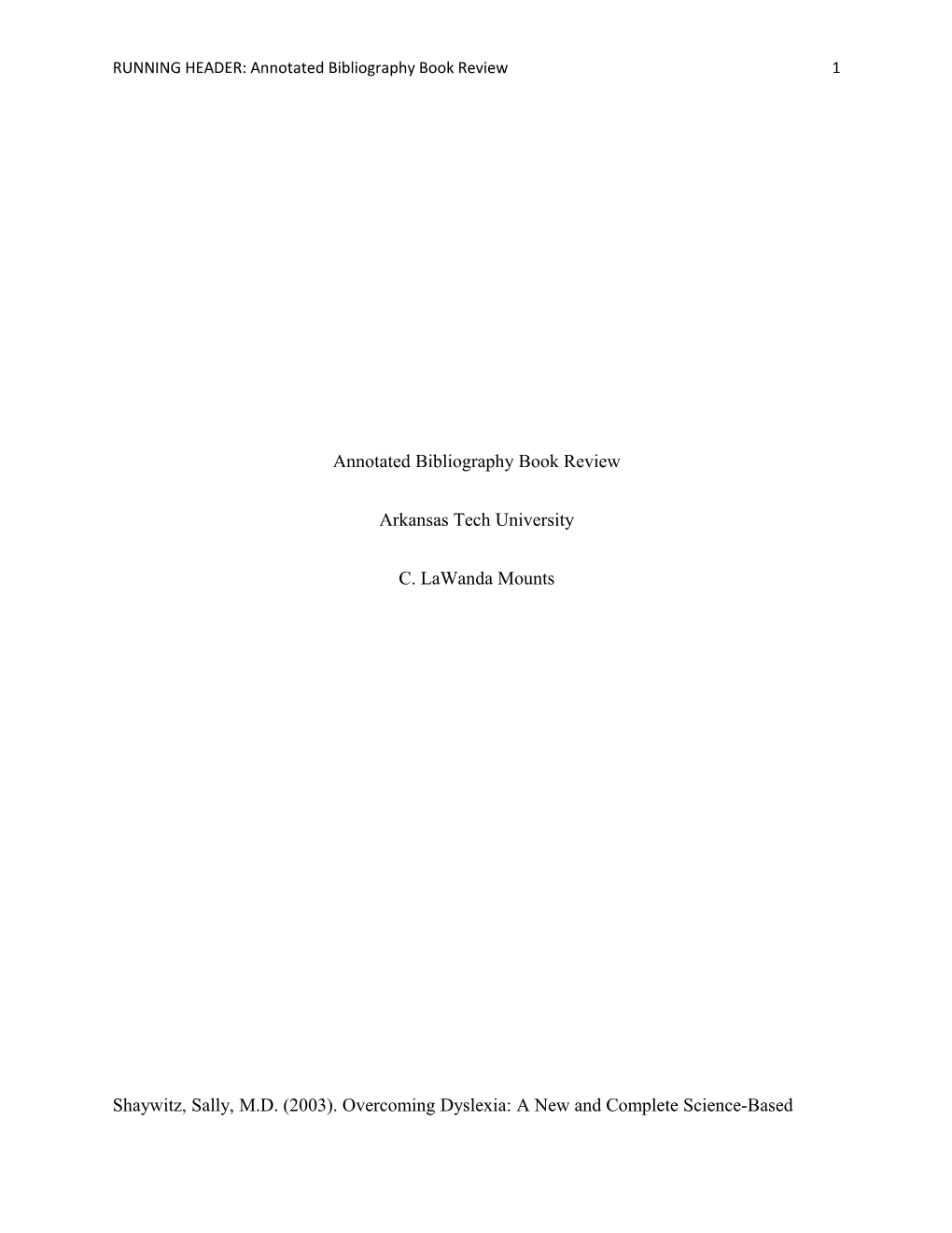 Annotated Bibliography Book Review