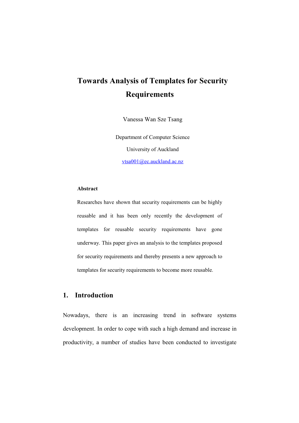Towards Analysis of Templates for Security Requirements
