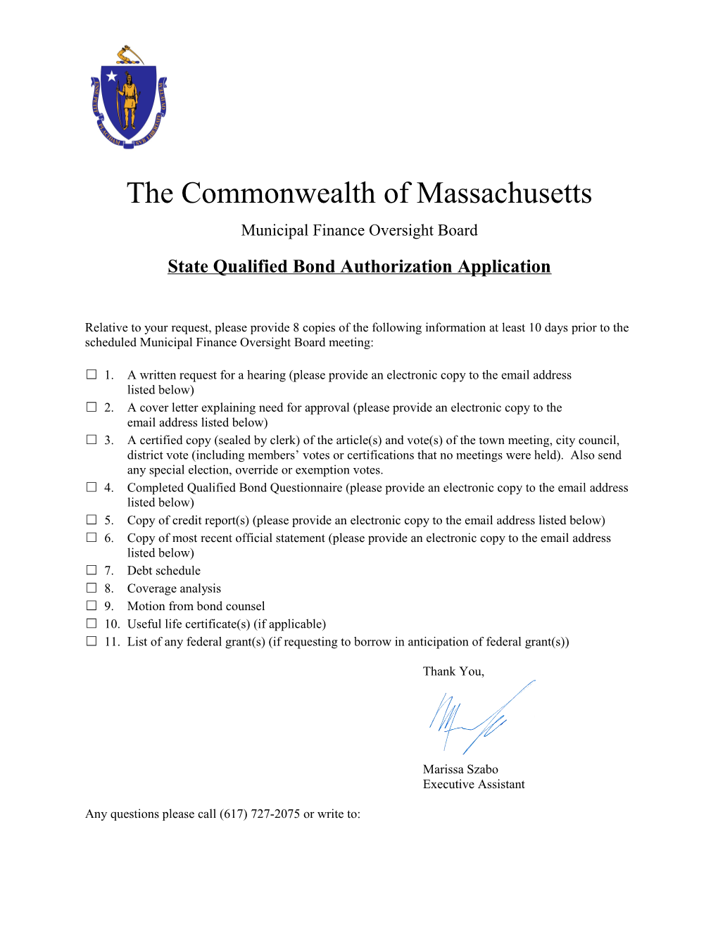 State Qualified Bond Authorization Application