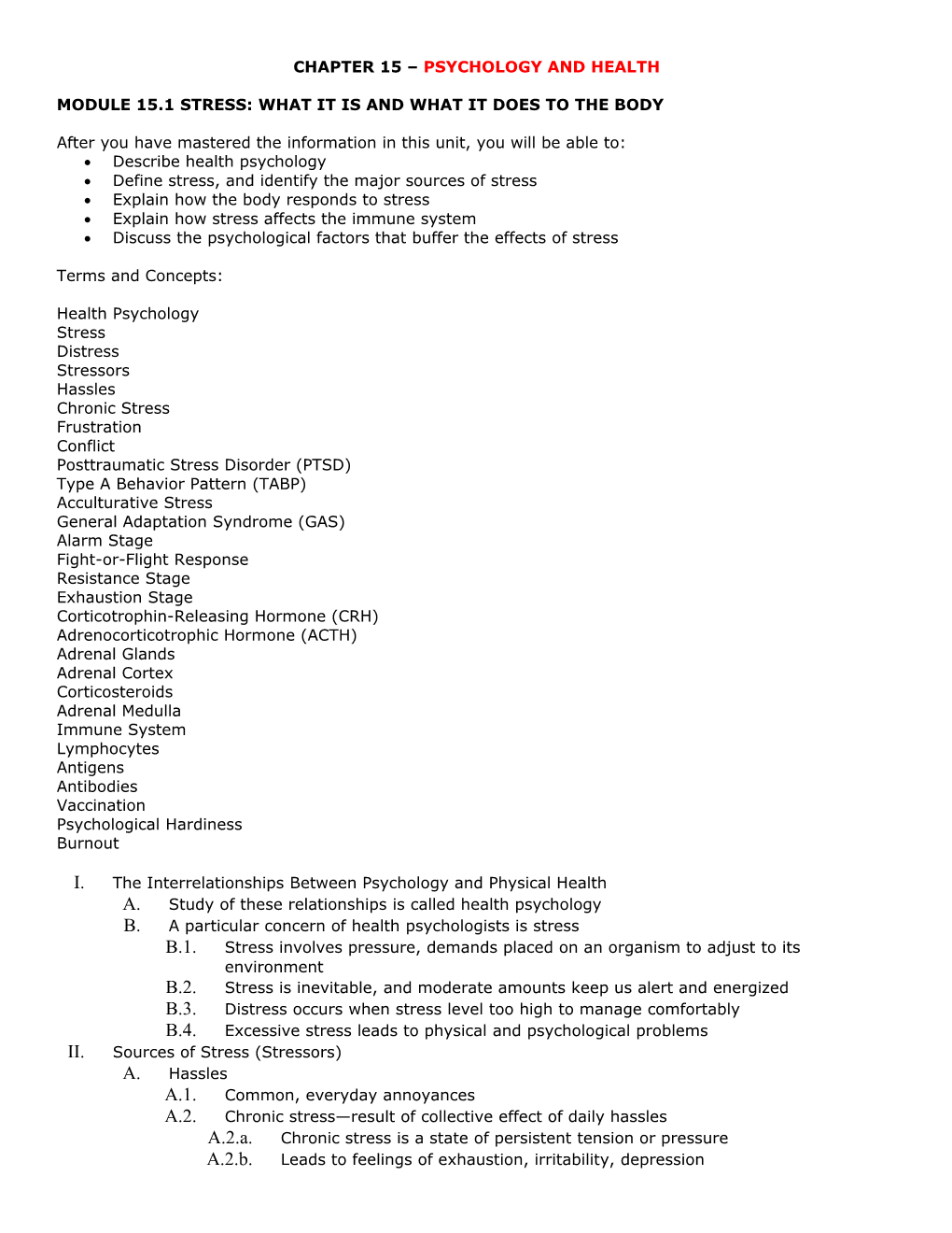 Chapter 15 Psychology and Health