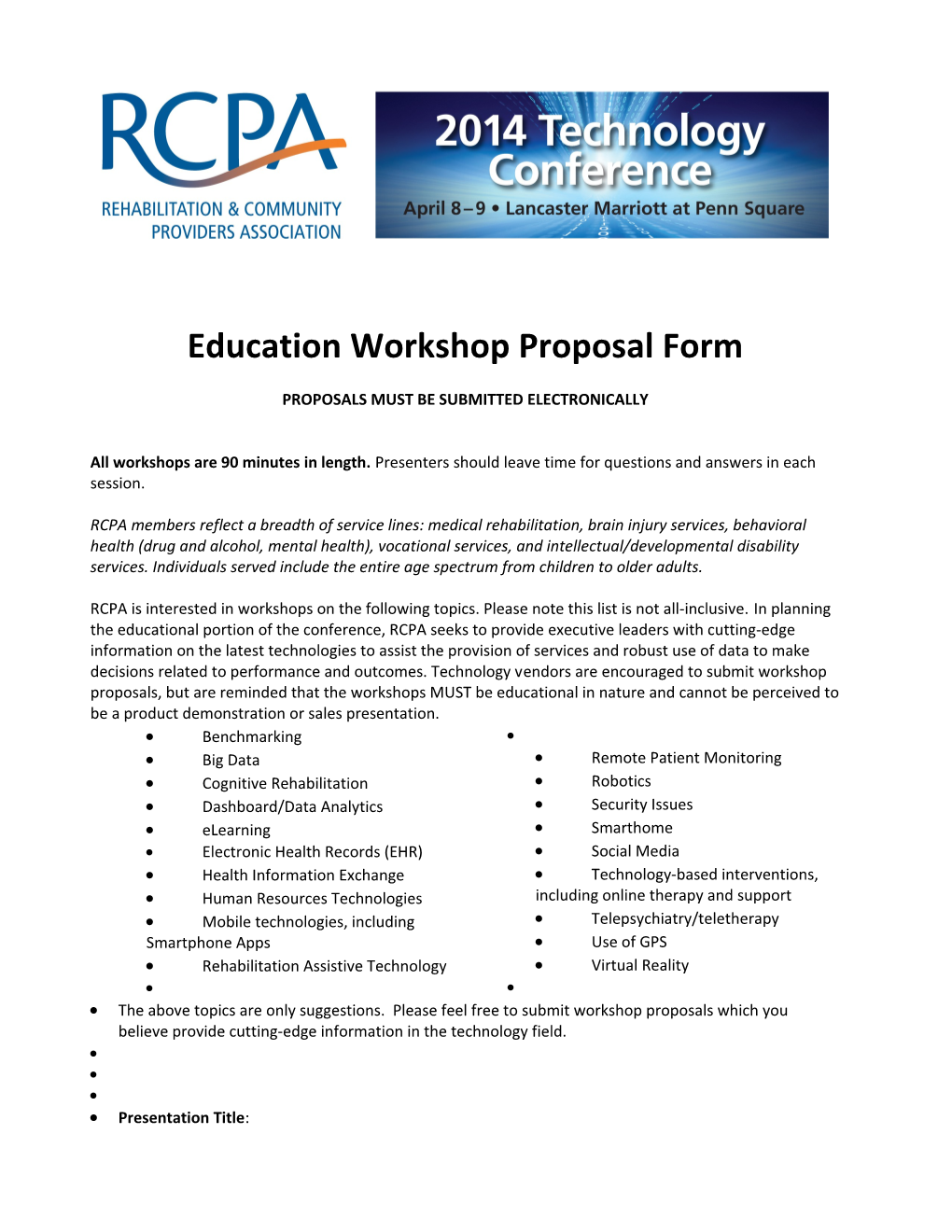 PCPA 2006 Conference Proposal Form