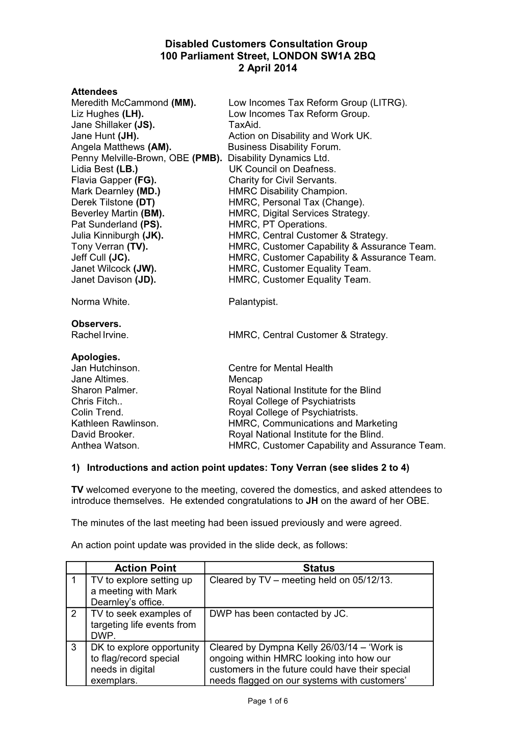 Disabled Customer Consultation Group