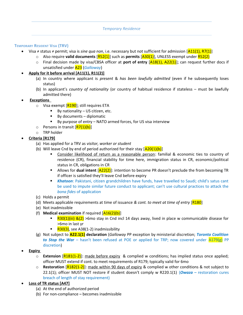 Temporary Resident Visa (TRV)