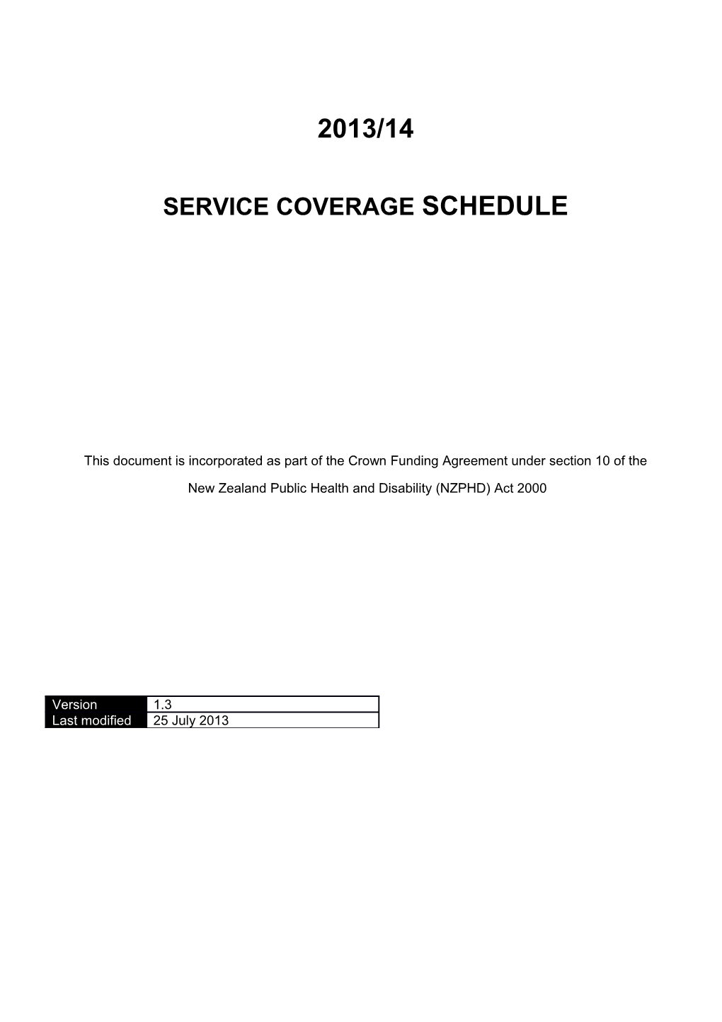 Service Coverage Schedule