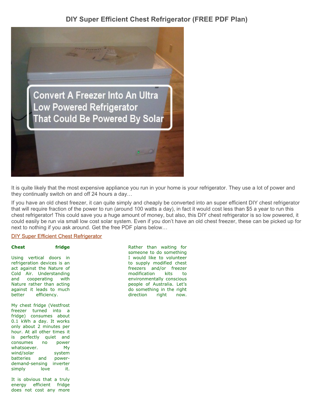 DIY Super Efficient Chest Refrigerator (FREE PDF Plan)