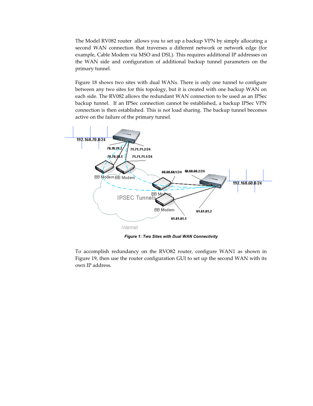 The Model RV082 Router Allows You to Set up a Backup VPN by Simply Allocating a Second