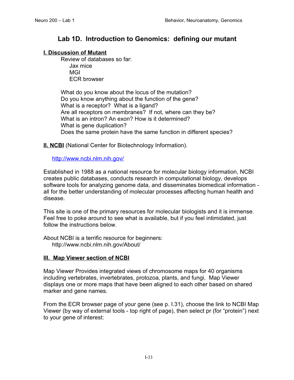 Lab 1D. Introduction to Genomics: Defining Our Mutant