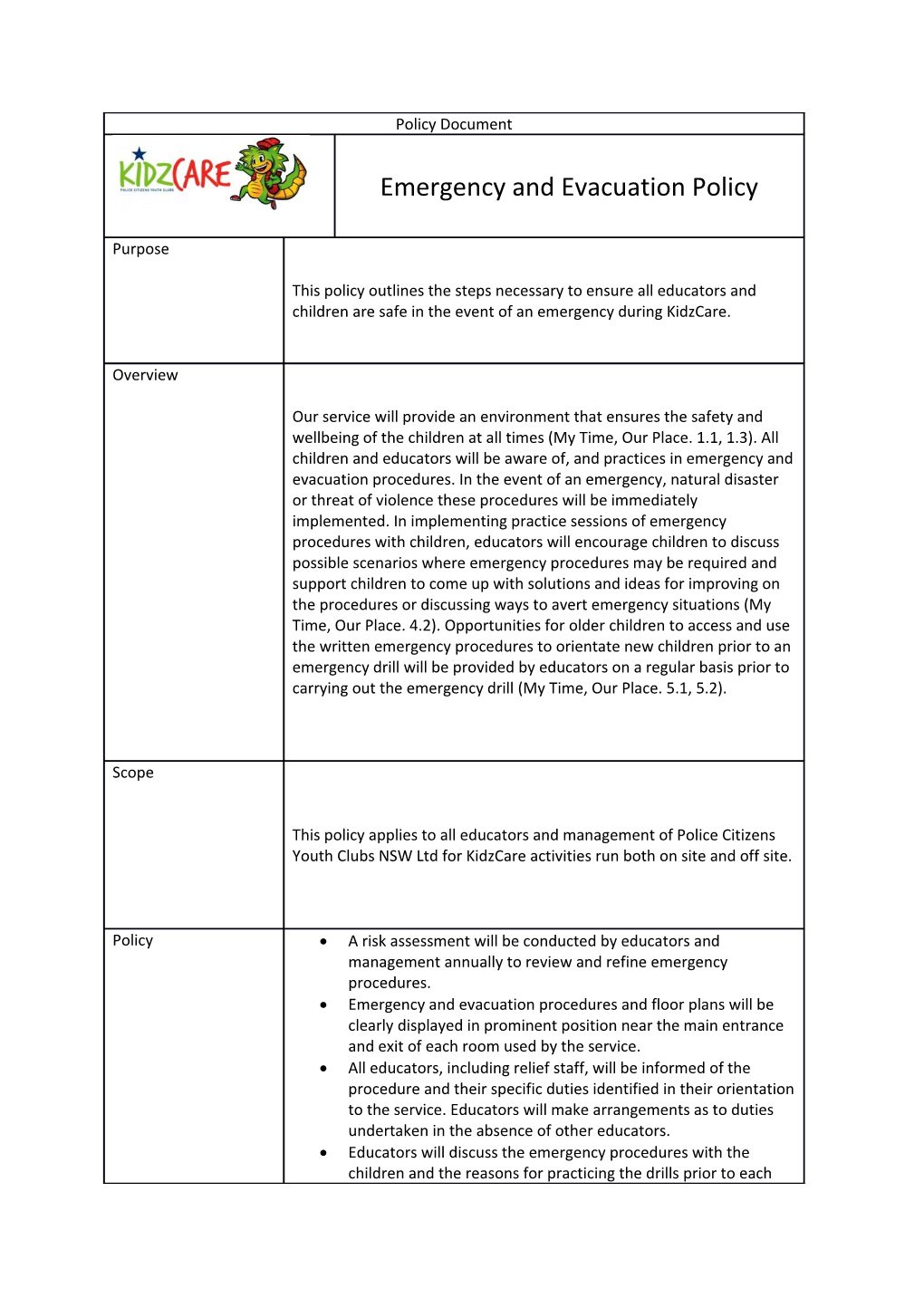 A Risk Assessment Will Be Conducted by Educators and Management Annually to Review And