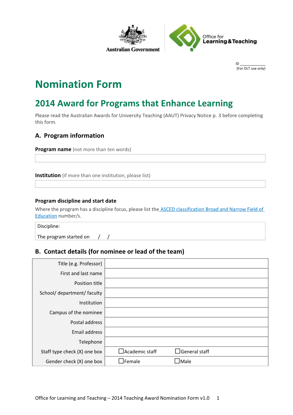 2014 Award for Programs That Enhance Learning