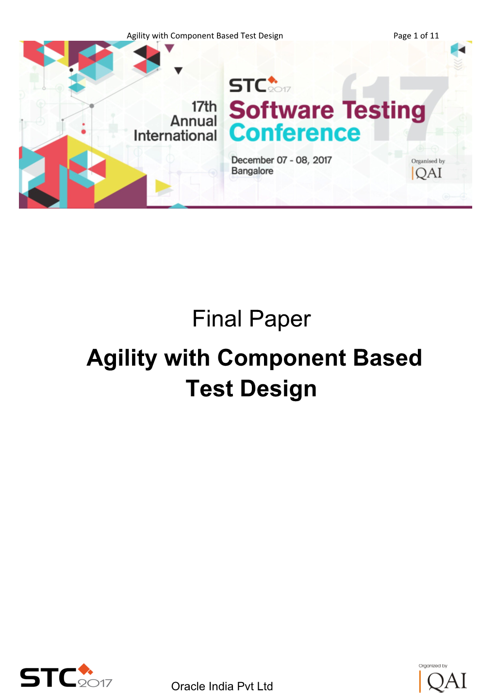 Agility with Component Based Test Designpage 1 of 12