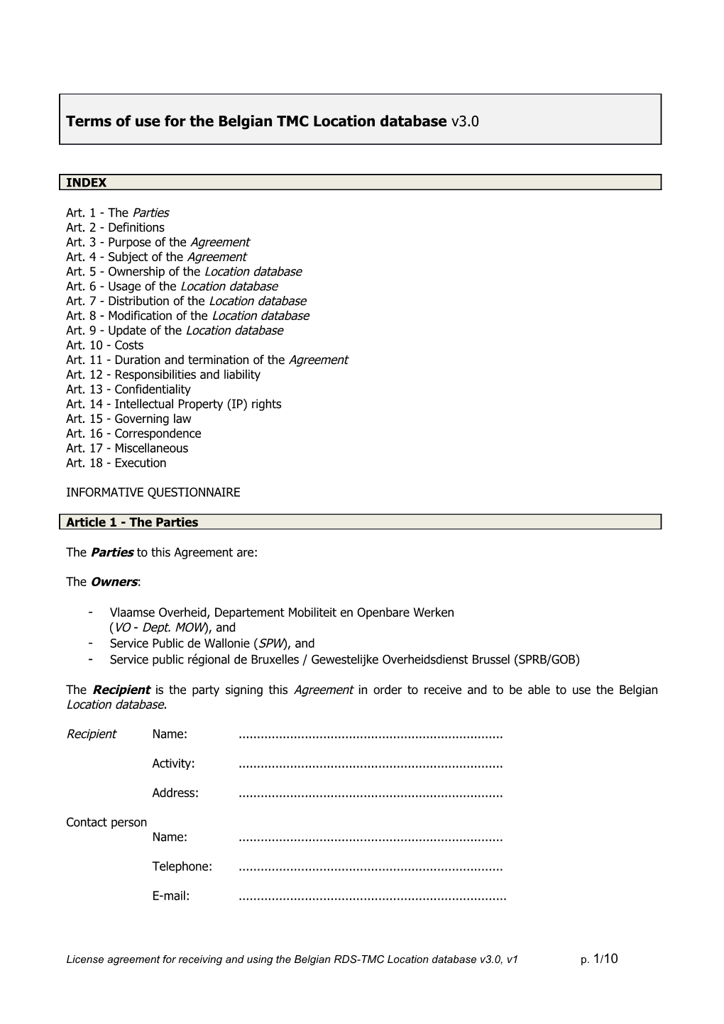 RDS-TMC Location Database the Netherlands