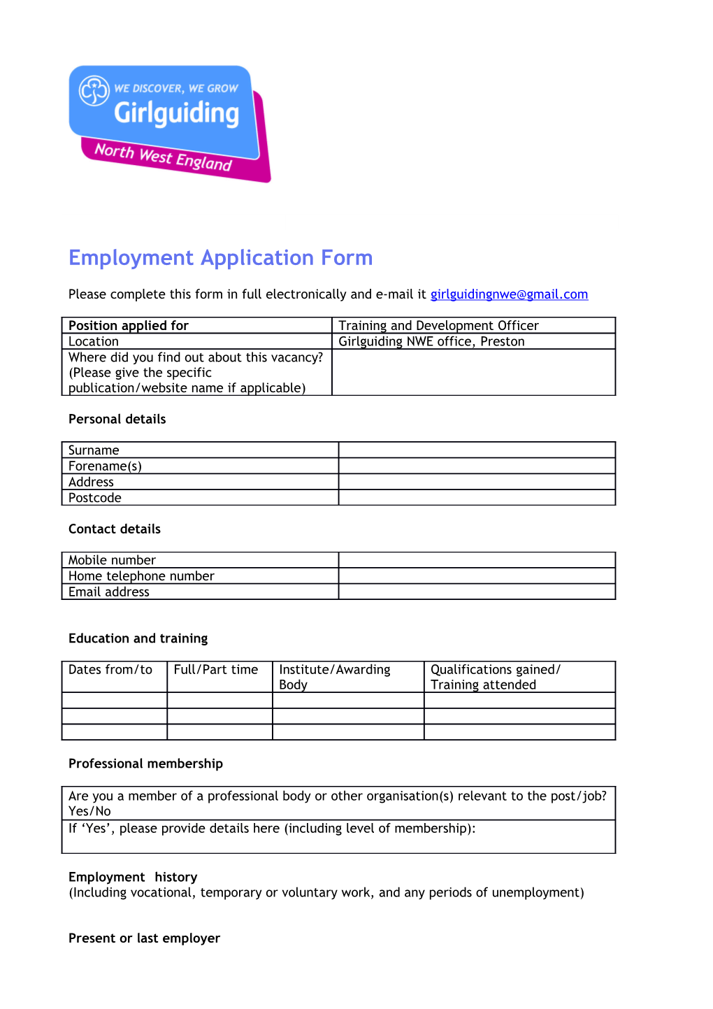 Please Complete This Form in Full Electronically and E-Mail
