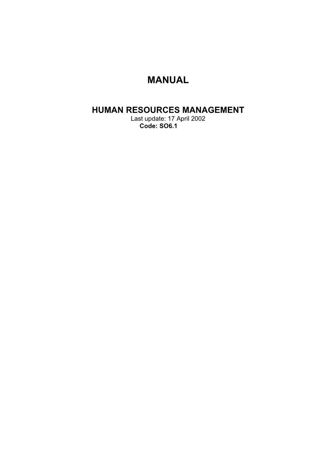 Manual Human Resource Management
