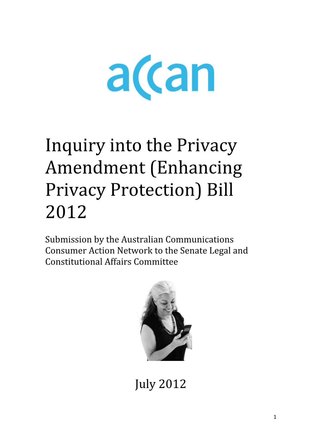 Inquiry Into the Privacy Amendment (Enhancing Privacy Protection) Bill 2012