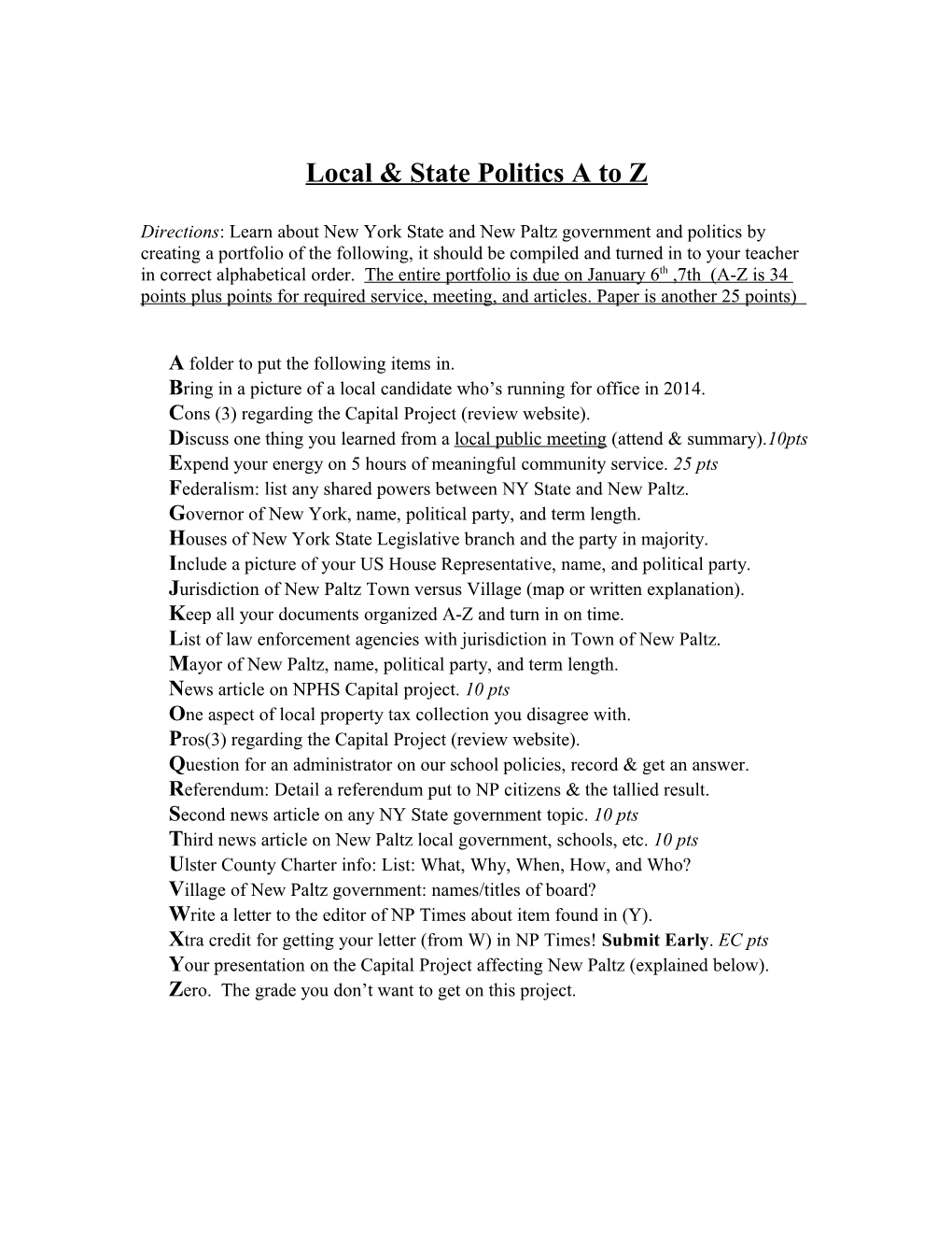 Local & State Politics a to Z
